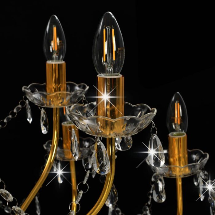 Lustre 2 couches Doré 15 ampoules E14 – Image 4