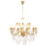 Lustre 2 couches Doré 15 ampoules E14 – Image 6