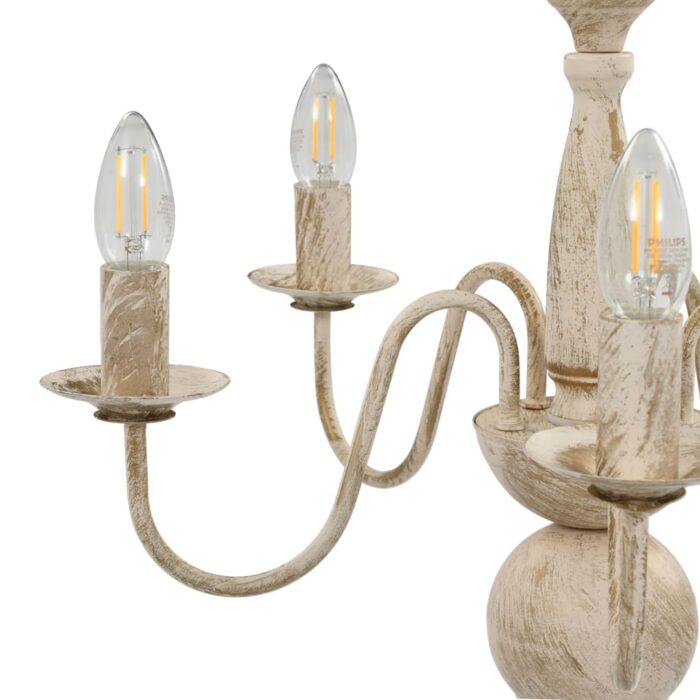 Lustre Blanc antique 5 ampoules E14 – Image 4