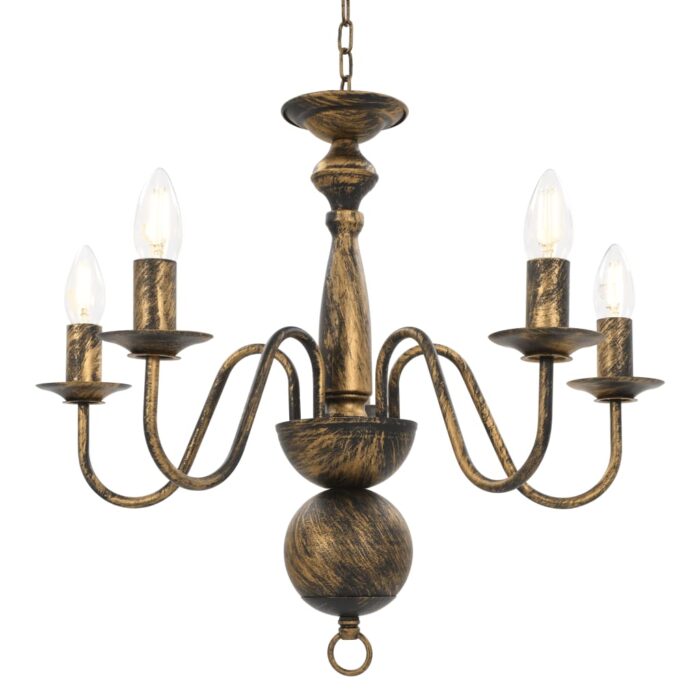 Lustre Noir antique 5 ampoules E14 – Image 2