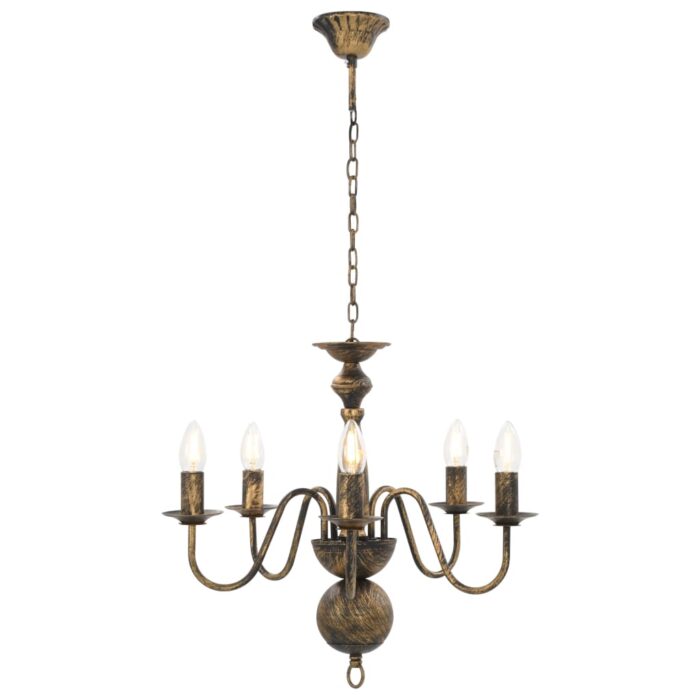 Lustre Noir antique 5 ampoules E14 – Image 3