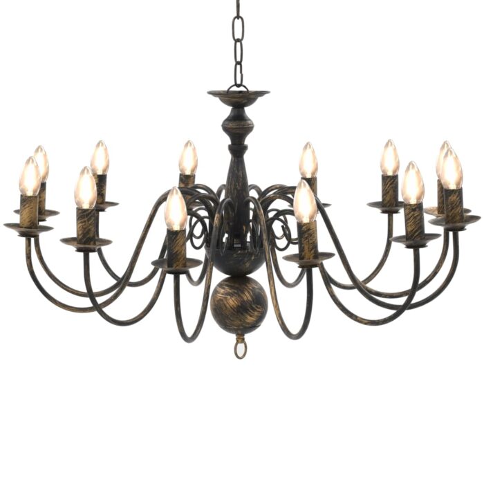 Lustre Noir antique 12 ampoules E14 – Image 1