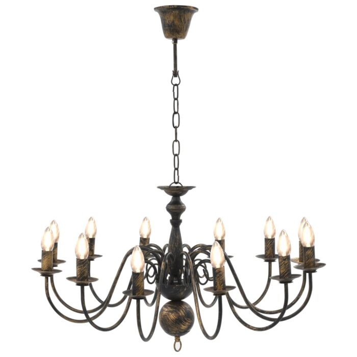 Lustre Noir antique 12 ampoules E14 – Image 3