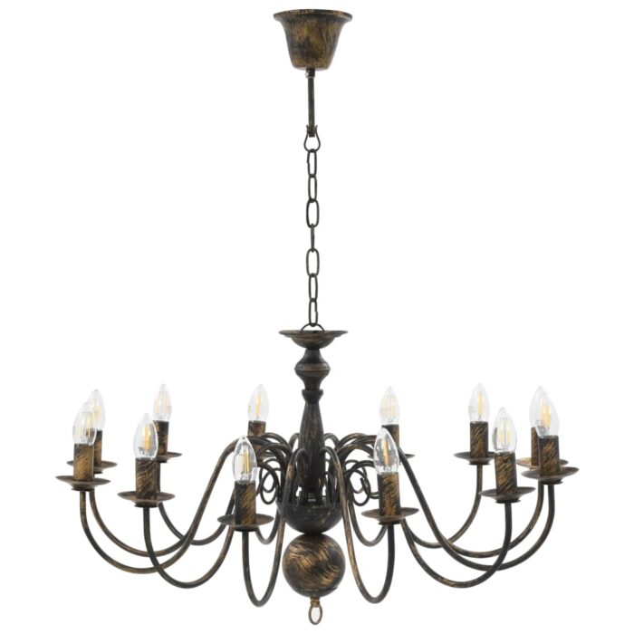 Lustre Noir antique 12 ampoules E14 – Image 4