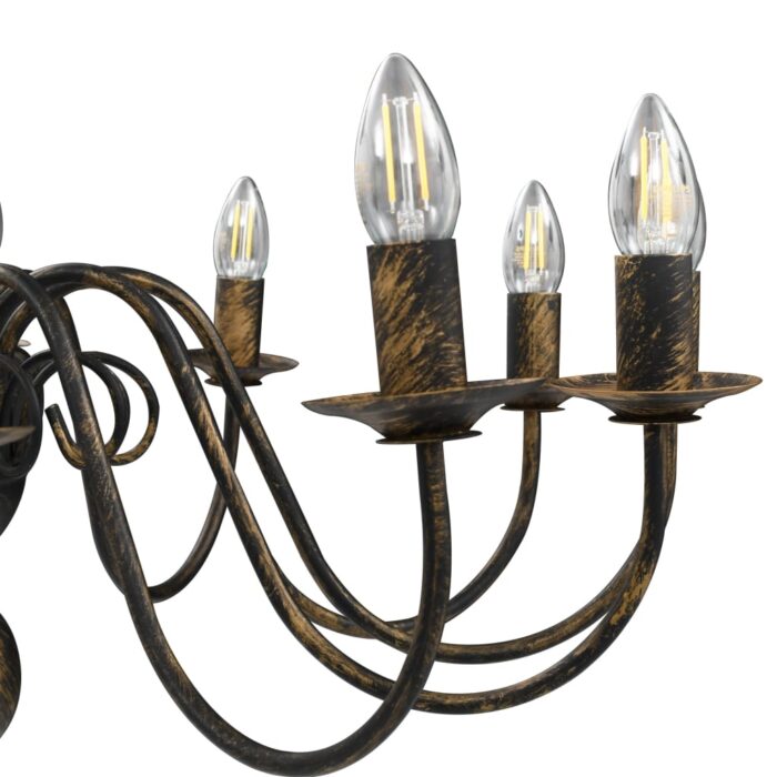 Lustre Noir antique 12 ampoules E14 – Image 5