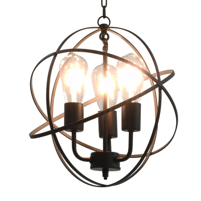 Lampe suspendue Noir Sphère 3 ampoules E27 – Image 1