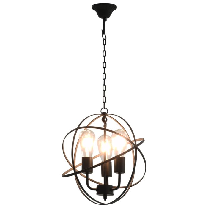 Lampe suspendue Noir Sphère 3 ampoules E27 – Image 2