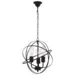 Lampe suspendue Noir Sphère 3 ampoules E27 – Image 3