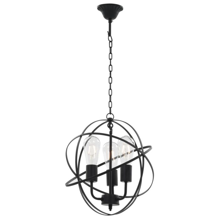 Lampe suspendue Noir Sphère 3 ampoules E27 – Image 3