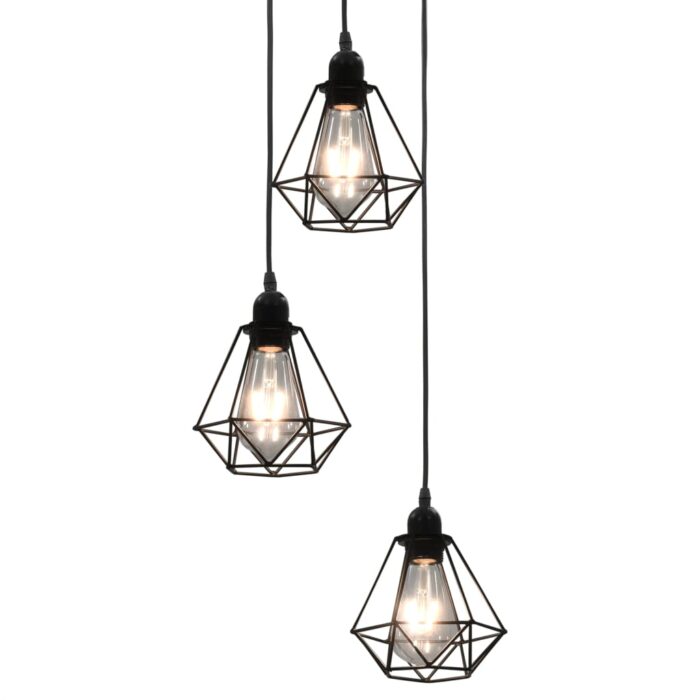 VXL8719883573571_a_en_hd_1.jpg Plafonnier avec design de diamant Noir 3 ampoules E27 – Image 1