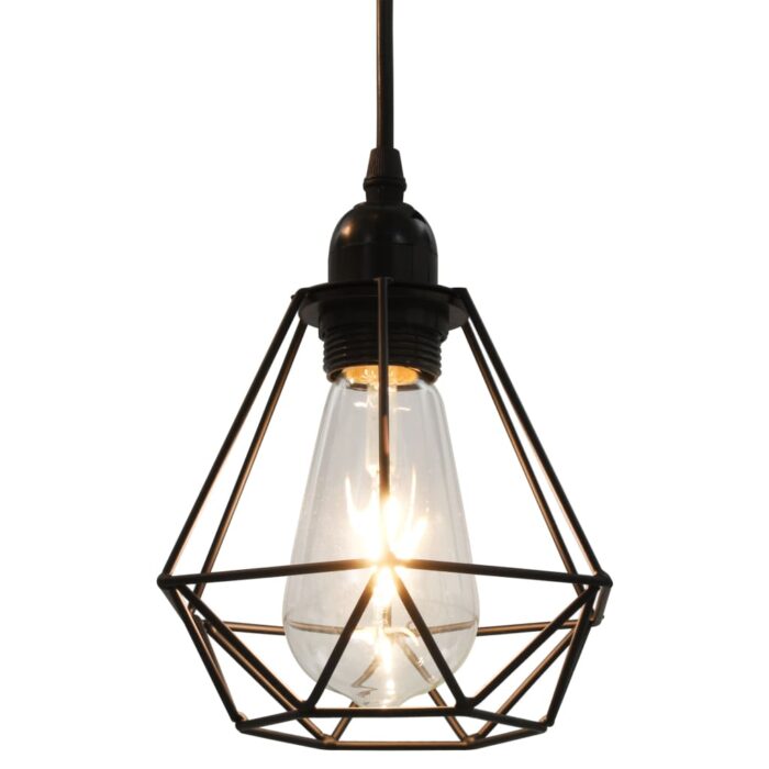 Plafonnier avec design de diamant Noir 3 ampoules E27 – Image 3