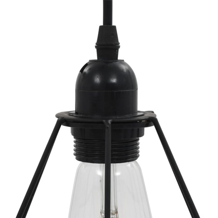 Plafonnier avec design de diamant Noir 3 ampoules E27 – Image 5