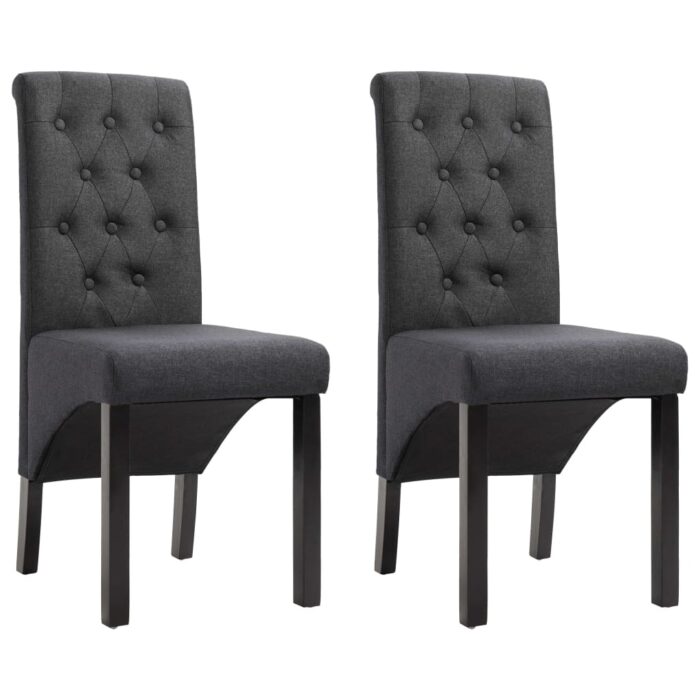 Chaises à manger lot de 2 gris foncé tissu – Image 1
