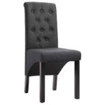 Chaises à manger lot de 2 gris foncé tissu – Image 2