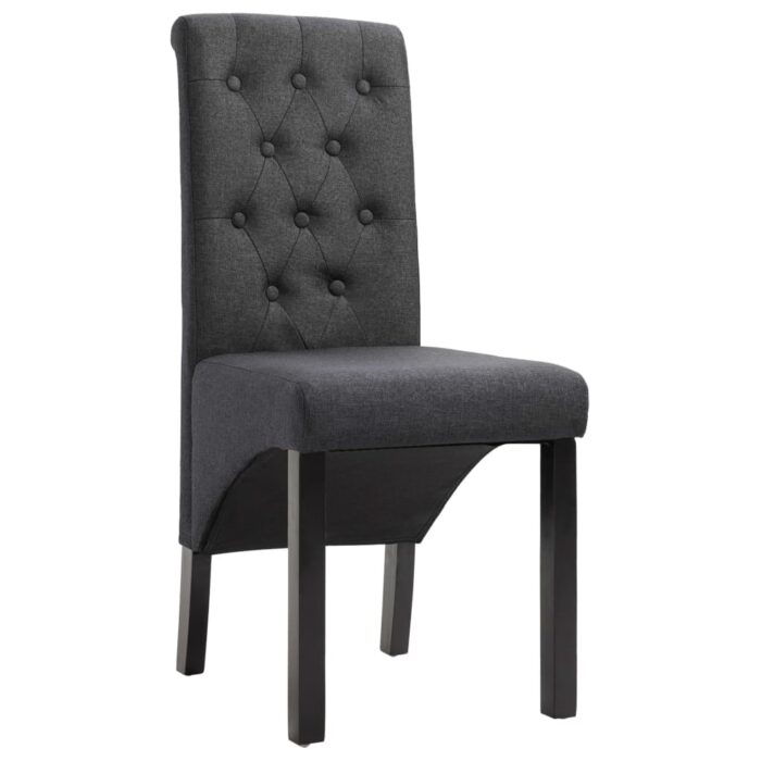 Chaises à manger lot de 2 gris foncé tissu – Image 2