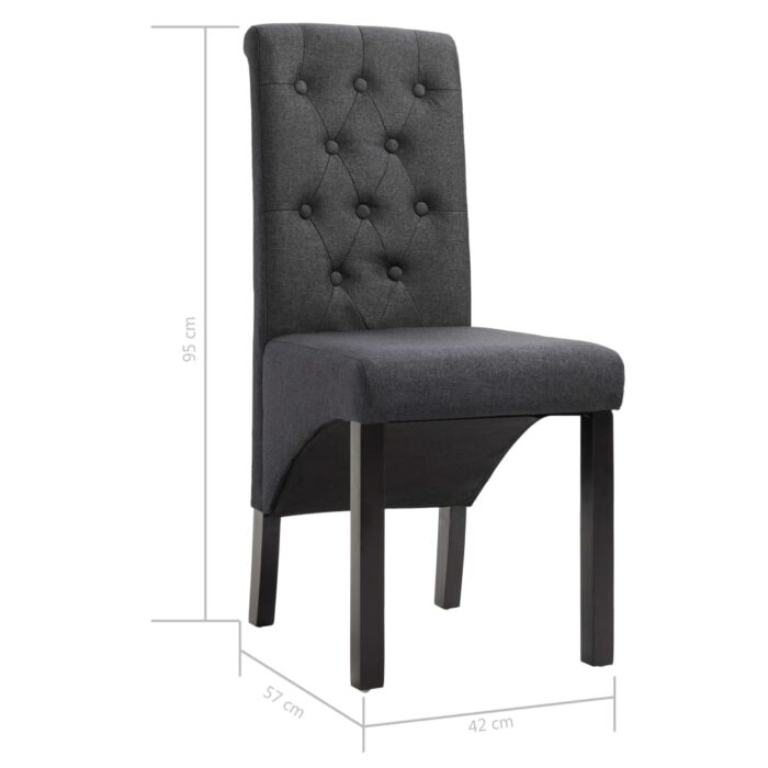 Chaises à manger lot de 2 gris foncé tissu – Image 7