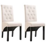 Chaises à manger lot de 2 crème tissu