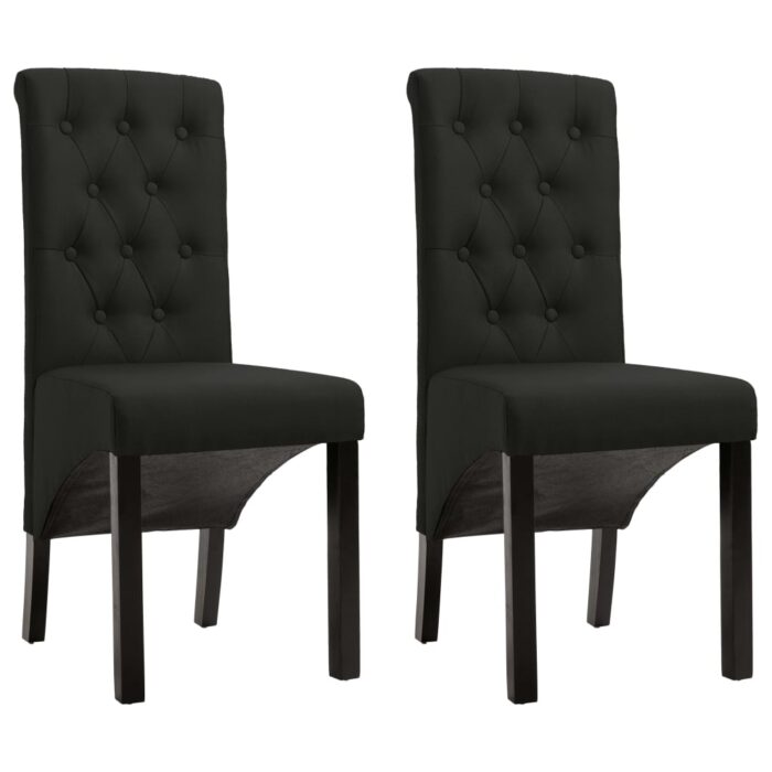 Chaises à manger lot de 2 noir tissu – Image 1