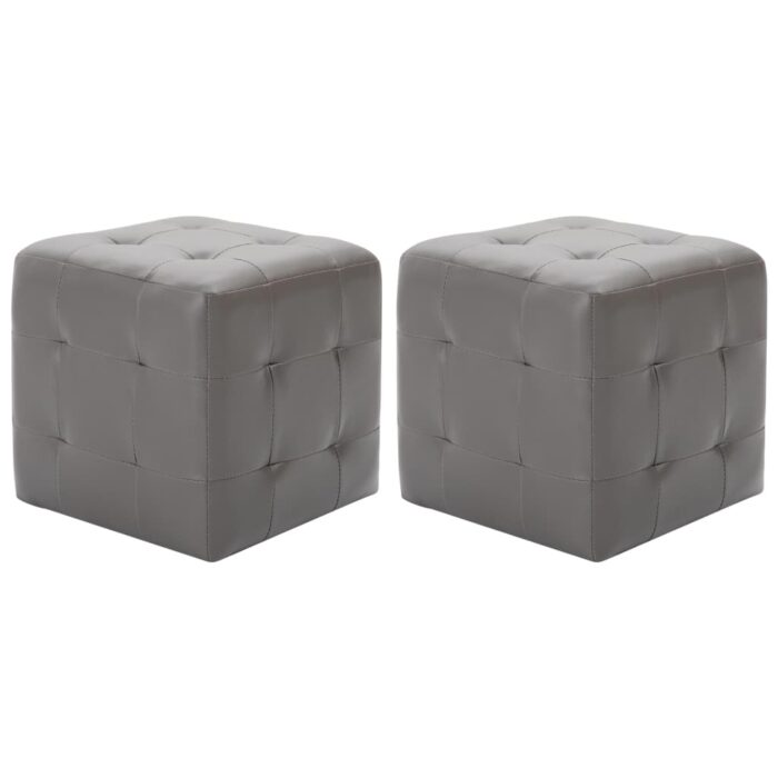2 pcs Tables de chevet Gris 30x30x30 cm Similicuir – Image 1