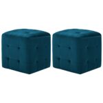 2 pcs Tables de chevet Bleu 30x30x30 cm Tissu velours