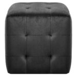 2 pcs Tables de chevet Noir 30x30x30 cm Tissu velours – Image 2