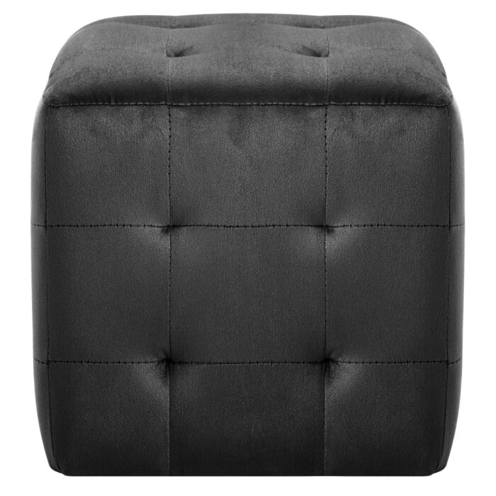 2 pcs Tables de chevet Noir 30x30x30 cm Tissu velours – Image 2