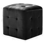 2 pcs Tables de chevet Noir 30x30x30 cm Tissu velours – Image 5