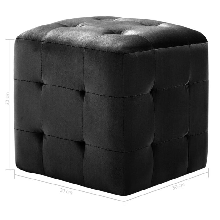 2 pcs Tables de chevet Noir 30x30x30 cm Tissu velours – Image 5