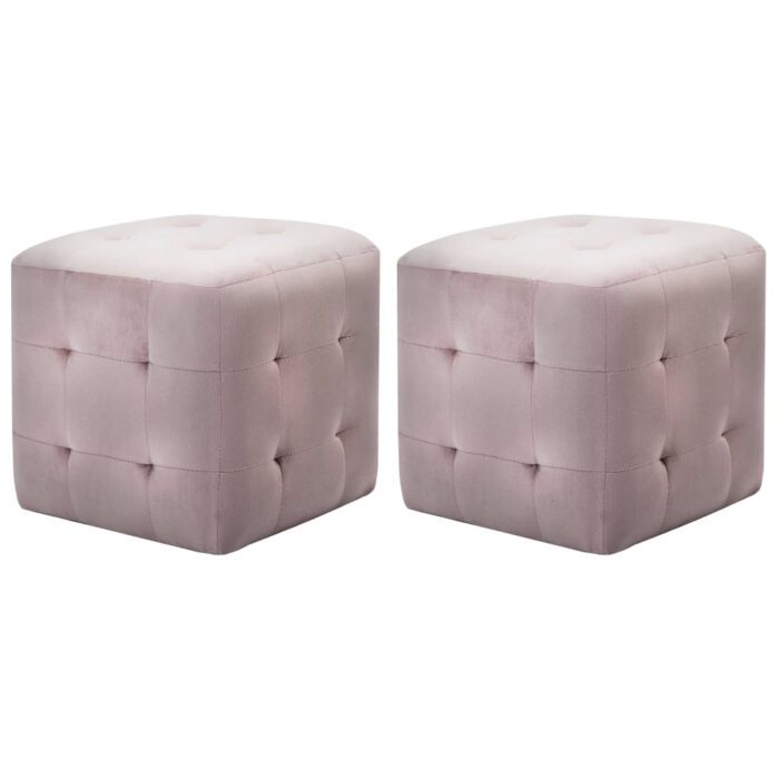 2 pcs Tables de chevet Rose 30x30x30 cm Tissu velours – Image 1