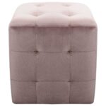 2 pcs Tables de chevet Rose 30x30x30 cm Tissu velours – Image 2