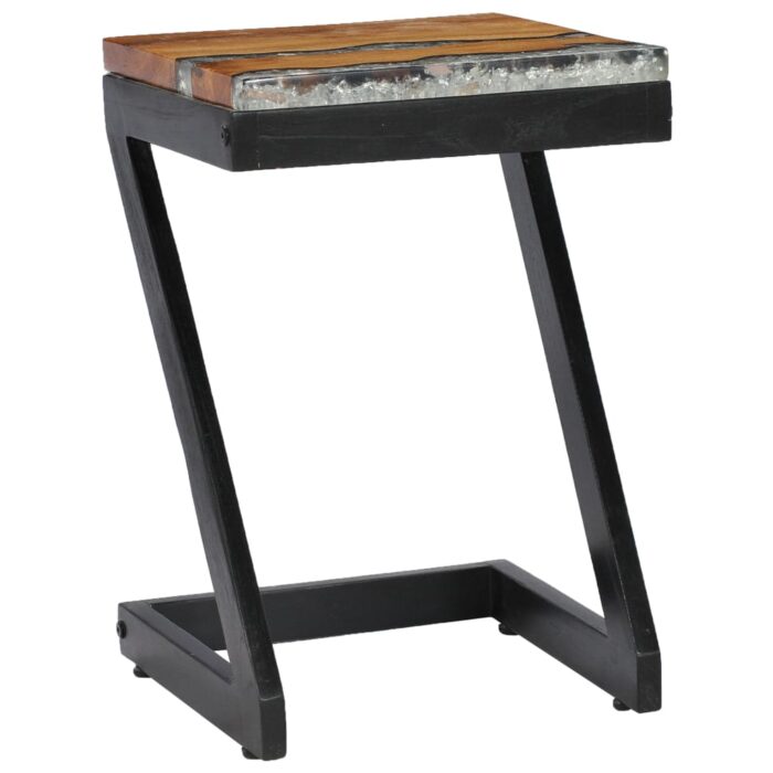 Table basse 30x30x50 cm Bois de teck massif et polyrésine – Image 11