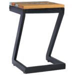 Table basse 30x30x50 cm Bois de teck massif et polyrésine – Image 2