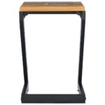 Table basse 30x30x50 cm Bois de teck massif et polyrésine – Image 3