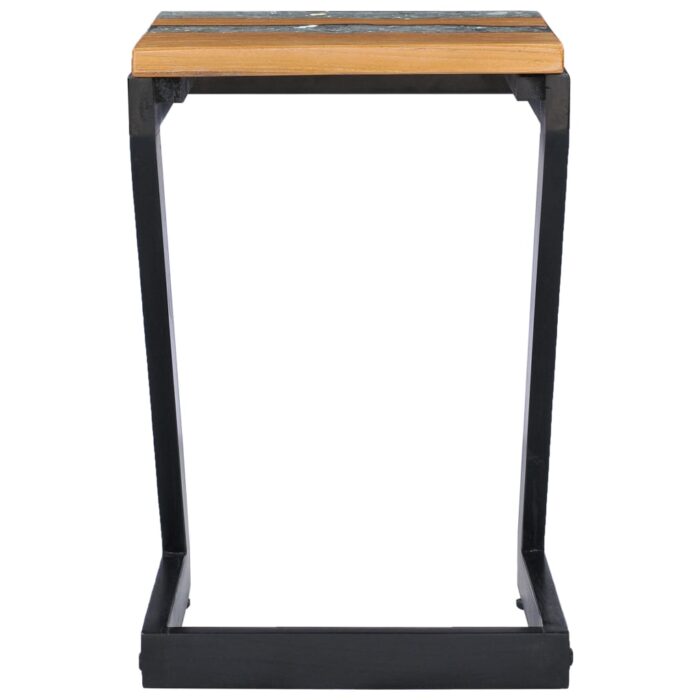 Table basse 30x30x50 cm Bois de teck massif et polyrésine – Image 3