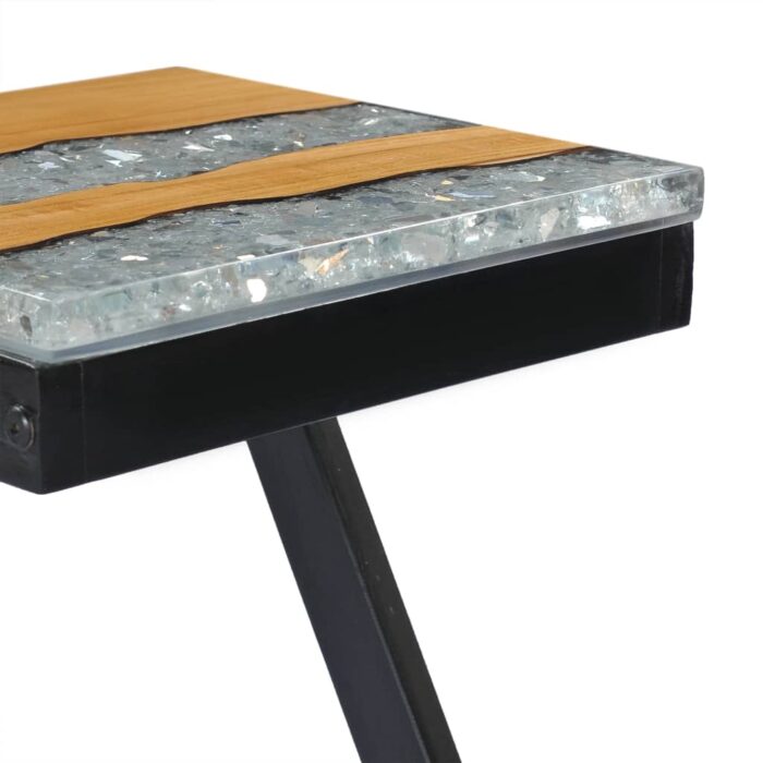 Table basse 30x30x50 cm Bois de teck massif et polyrésine – Image 6