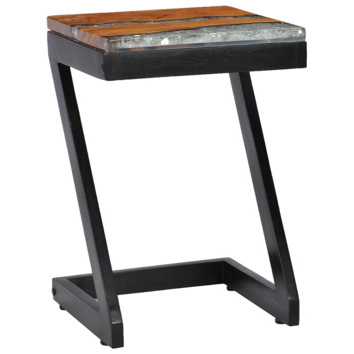 Table basse 30x30x50 cm Bois de teck massif et polyrésine – Image 8