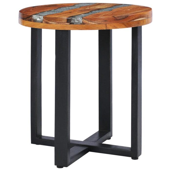 Table basse 40x45 cm Bois de teck massif et polyrésine – Image 10