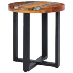 Table basse 40x45 cm Bois de teck massif et polyrésine – Image 11