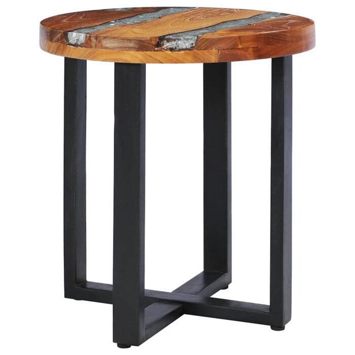 Table basse 40x45 cm Bois de teck massif et polyrésine – Image 12