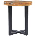 Table basse 40x45 cm Bois de teck massif et polyrésine – Image 2