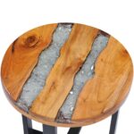 Table basse 40x45 cm Bois de teck massif et polyrésine – Image 3