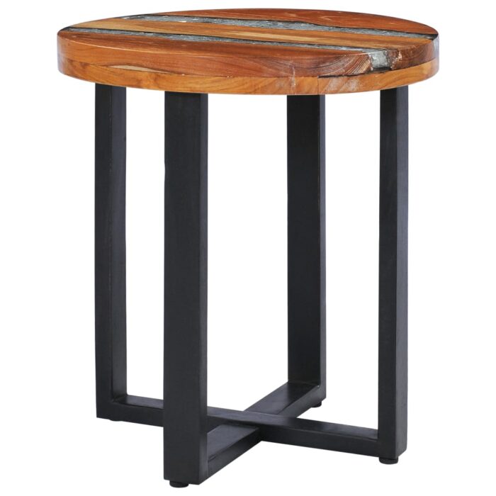 Table basse 40x45 cm Bois de teck massif et polyrésine – Image 7