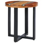 Table basse 40x45 cm Bois de teck massif et polyrésine – Image 8
