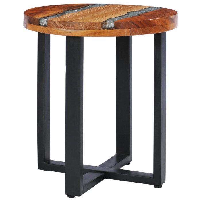 Table basse 40x45 cm Bois de teck massif et polyrésine – Image 8