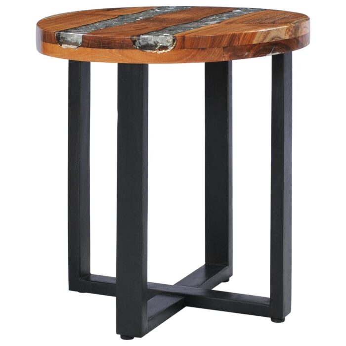 Table basse 40x45 cm Bois de teck massif et polyrésine – Image 9