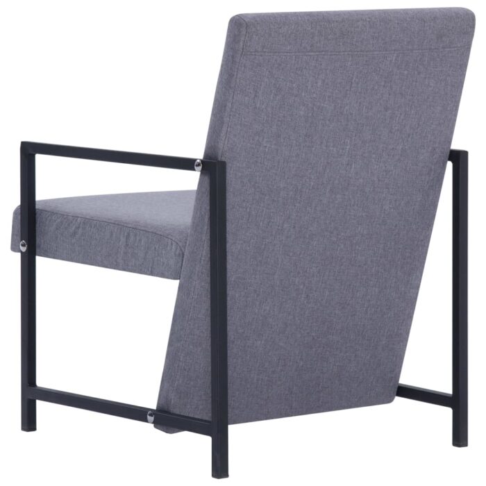 Fauteuil gris clair tissu – Image 4