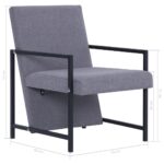 Fauteuil gris clair tissu – Image 6