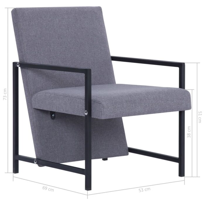 Fauteuil gris clair tissu – Image 6