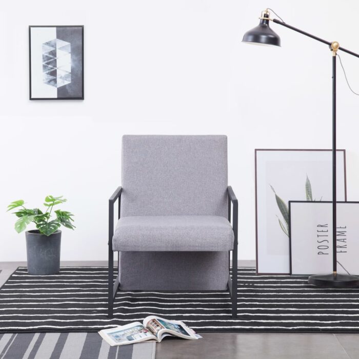 Fauteuil gris clair tissu – Image 1