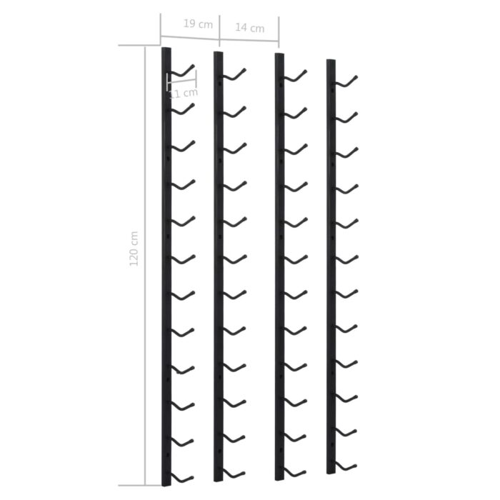 Casiers à bouteilles mural pour 12 bouteilles 2 pcs noir fer – Image 4